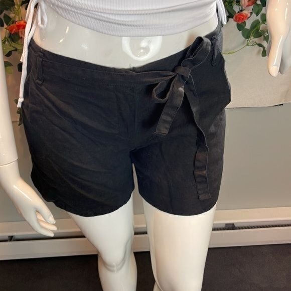 LOFT 100% linen black shorts Size 8‎ RefY020 - Picture 1 of 8